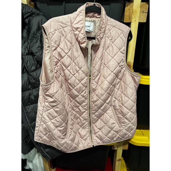 Old Navy Jackets & Blazers - Old Navy Womens XXL Pink Diamond Quilted Puffer Vest Full Zip Sleeveless Jacket